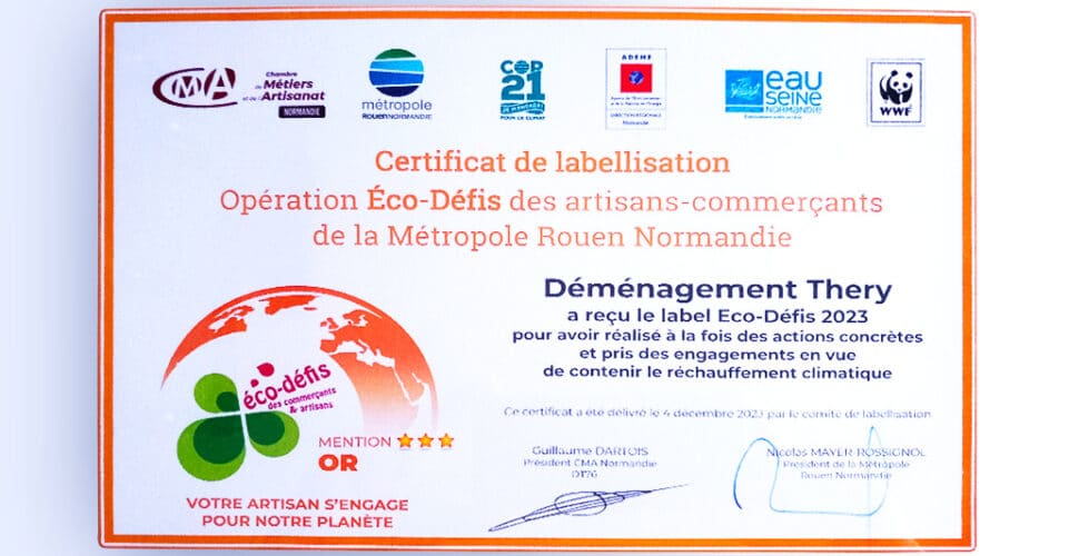 certification eco defis mentions or demenagement thery